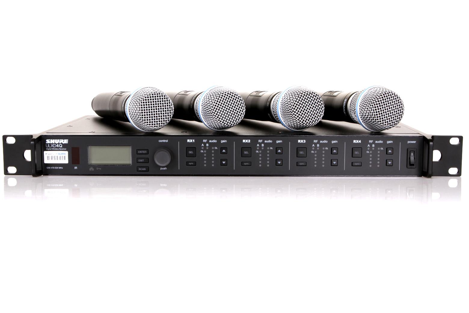 Shure ULXD2 Handheld Transmitters with Beta 87C heads with ULXD4Q 4 ...